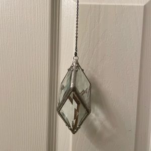 Unique glass and pewter hanging cube
